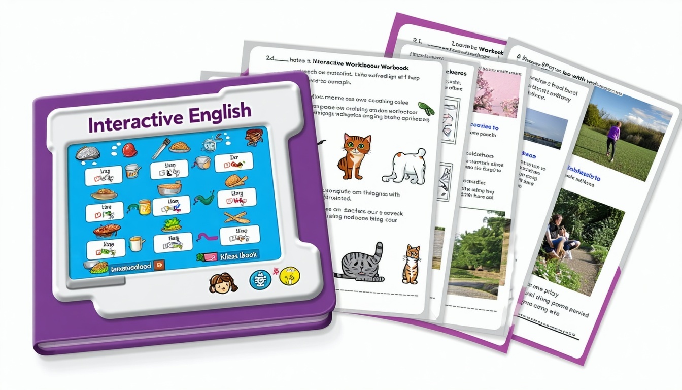 Interactive English workbook with exercises
